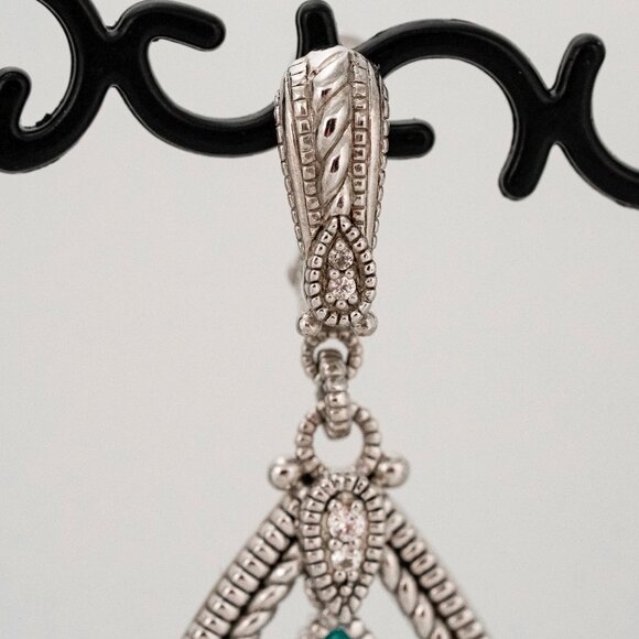 Judith Ripka Sterling Silver and 18K Gold with Dyed Sapphire Pendant Earrings - Picture 4 of 6